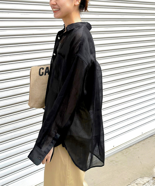 JOURNAL STANDARD relume（ジャーナルスタンダード　レリューム）の「《追加》手洗い可 / ラミーオーバーサイズシャツ（シャツ/ブラウス・レディース・ホワイト/ブラック/ブラウン系その他/ライトブルー/ピンク系その他・FREE）」の10枚目の写真