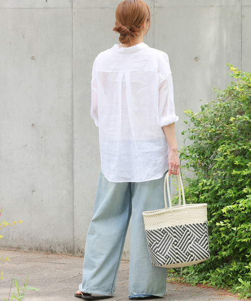 JOURNAL STANDARD relume（ジャーナルスタンダード　レリューム）の「《追加》手洗い可 / ラミーオーバーサイズシャツ（シャツ/ブラウス・レディース・ホワイト/ブラック/ブラウン系その他/ライトブルー/ピンク系その他・FREE）」の13枚目の写真