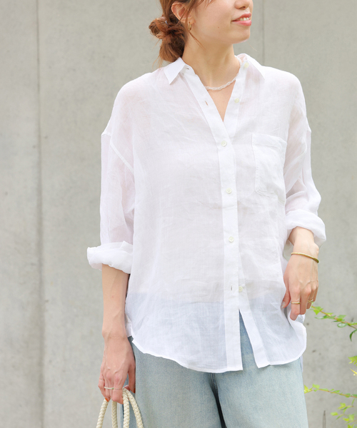 JOURNAL STANDARD relume（ジャーナルスタンダード　レリューム）の「《追加》手洗い可 / ラミーオーバーサイズシャツ（シャツ/ブラウス・レディース・ホワイト/ブラック/ブラウン系その他/ライトブルー/ピンク系その他・FREE）」の14枚目の写真