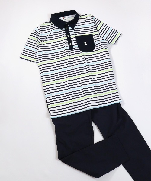 Picone CLUB(ピッコーネクラブ)の「【メンズ】万年筆ボーダーUV速乾ポロシャツ(ポロシャツ・メンズ・ネイビー/グリーン・LL/L/M)」の3枚目の写真