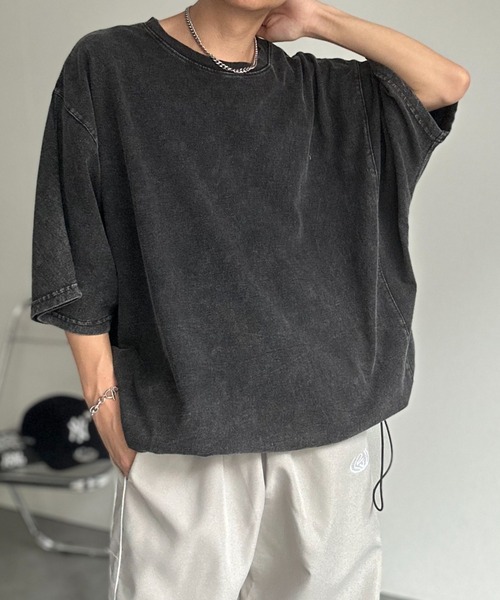CREARE -LINO-（クレアーレリノ）の「ドローコードドルマンシルエットTシャツ（Tシャツ/カットソー・メンズ・ブラック/ホワイト/チャコールグレー・M/L）」の2枚目の写真