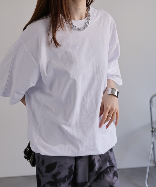 CREARE -LINO-（クレアーレリノ）の「ドローコードドルマンシルエットTシャツ（Tシャツ/カットソー・メンズ・ブラック/ホワイト/チャコールグレー・M/L）」の9枚目の写真