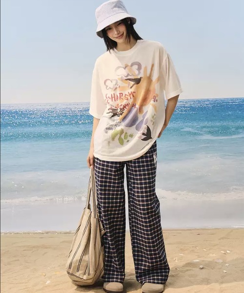 ウォーターカラープリントTシャツ スプレータッチ ビッグ