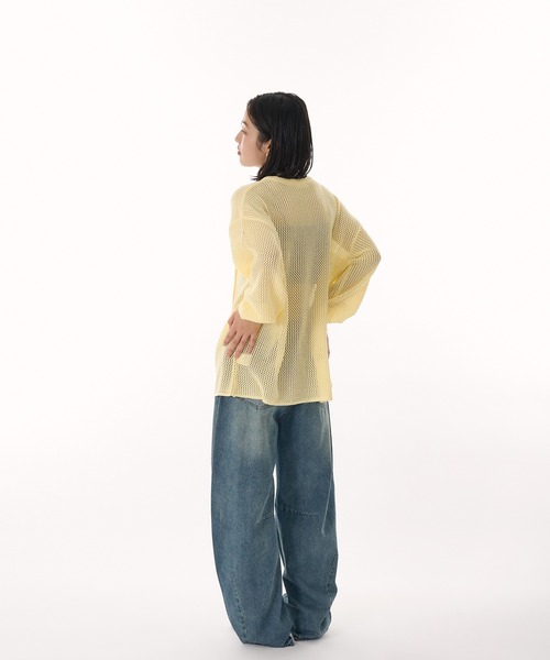 MUHET(ミュエータ)の「cord embroidered mesh knit / コード刺繍メッシュニット(Tシャツ/カットソー・レディース・イエロー/チャコールグレー/ライトブルー・FREE)」の21枚目の写真
