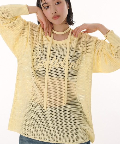 MUHET(ミュエータ)の「cord embroidered mesh knit / コード刺繍メッシュニット(Tシャツ/カットソー・レディース・イエロー/チャコールグレー/ライトブルー・FREE)」の15枚目の写真