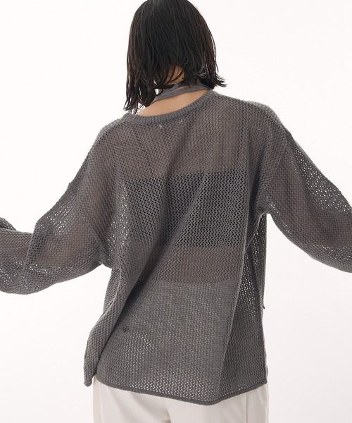 MUHET(ミュエータ)の「cord embroidered mesh knit / コード刺繍メッシュニット(Tシャツ/カットソー・レディース・イエロー/チャコールグレー/ライトブルー・FREE)」の8枚目の写真