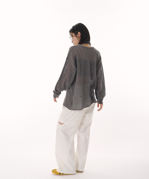 MUHET(ミュエータ)の「cord embroidered mesh knit / コード刺繍メッシュニット(Tシャツ/カットソー・レディース・イエロー/チャコールグレー/ライトブルー・FREE)」の13枚目の写真