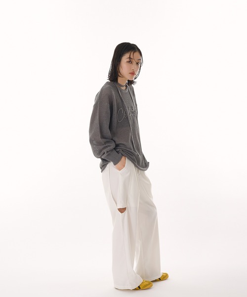 MUHET(ミュエータ)の「cord embroidered mesh knit / コード刺繍メッシュニット(Tシャツ/カットソー・レディース・イエロー/チャコールグレー/ライトブルー・FREE)」の12枚目の写真