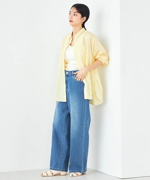 a.v.v（アーヴェヴェ）の「【洗える/イージーケア/接触冷感/毛玉になりにくい/雑誌InRed(宝島社)5月号掲載】バックタックシアーシャツ（シャツ/ブラウス・レディース・ベージュ/ホワイト/チャコールグレー/ブルー/クリーム・34/38/36/40/42）」の9枚目の写真