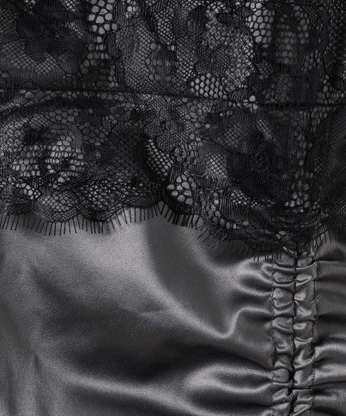 セール】shirring satin lace one-piece - シャーリングサテン