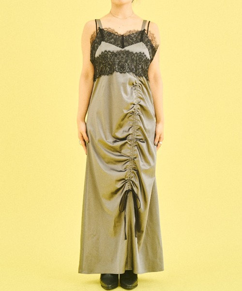 What Is Heart（ワットイズハート）の「shirring satin lace one-piece - シャーリングサテンギャザーレースワンピース -（ワンピース・レディース・ピンク/グレー・FREE）」の21枚目の写真
