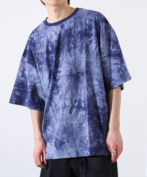 GLOSTER(グロスター)の「【GLOSTER/グロスター】タイダイ染め 天竺 クルーネック ショートスリーブTシャツ(Tシャツ/カットソー・メンズ・ブラック/ネイビー・M/L/XL)」の1枚目の写真
