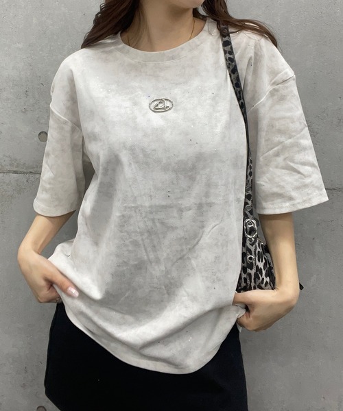 ROGER AND RAW（ロジャーアンドロウ）の「プレート付きラメビックTシャツ（Tシャツ/カットソー・レディース・ホワイト/ブラック/ピンク・LARGE/MEDIUM/SMALL）」の14枚目の写真