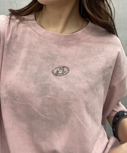 ROGER AND RAW（ロジャーアンドロウ）の「プレート付きラメビックTシャツ（Tシャツ/カットソー・レディース・ホワイト/ブラック/ピンク・LARGE/MEDIUM/SMALL）」の10枚目の写真