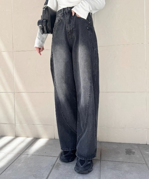 mellowneon(メロウネオン)の「カーブサイドポケットデニムパンツ(デニムパンツ・レディース・ブラック/インディゴブルー/ライトブルー・LARGE/SMALL/MEDIUM)」の15枚目の写真