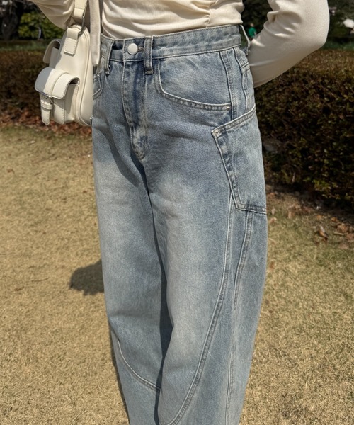 mellowneon(メロウネオン)の「カーブサイドポケットデニムパンツ(デニムパンツ・レディース・ブラック/インディゴブルー/ライトブルー・LARGE/SMALL/MEDIUM)」の12枚目の写真