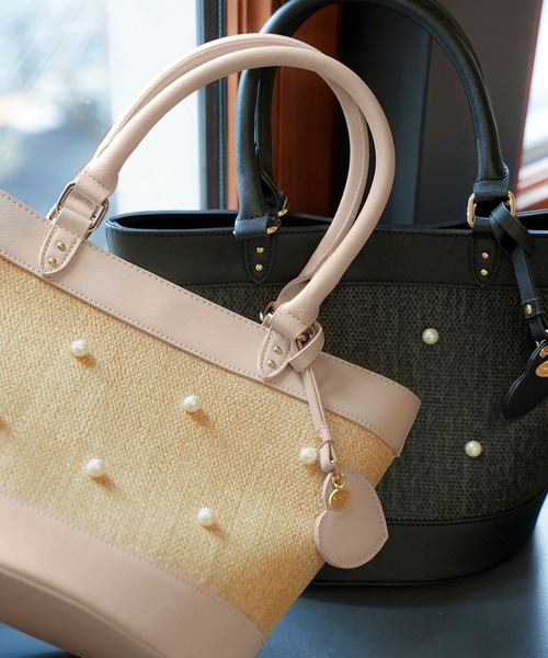 希少入手困難♡大人気完売商品♡新品未使用タグ付♡vanillerかごバッグ♡ ハートチャーム付き パールスタッズ カゴバッグ le reve vaniller