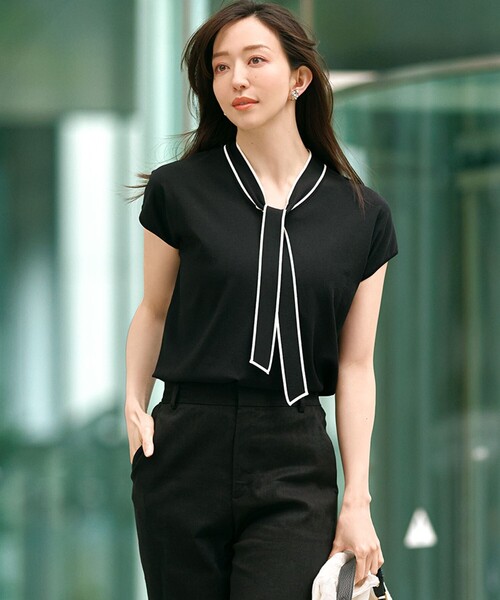 セール】【洗える】レーヨンポリエステルストレッチ ボウタイ ニット