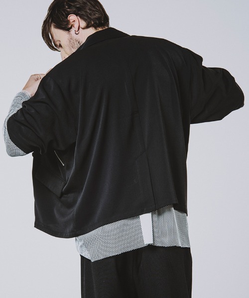 NO ID.(ノーアイディ)の「mj10745-ハーフスリーブライダース1B-JKT ジャケット(ライダースジャケット・メンズ・ブルーグレー/ブラック/グレー・ONE SIZE)」の11枚目の写真