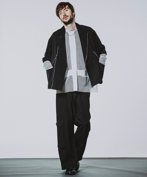 NO ID.(ノーアイディ)の「mj10745-ハーフスリーブライダース1B-JKT ジャケット(ライダースジャケット・メンズ・ブルーグレー/ブラック/グレー・ONE SIZE)」の12枚目の写真