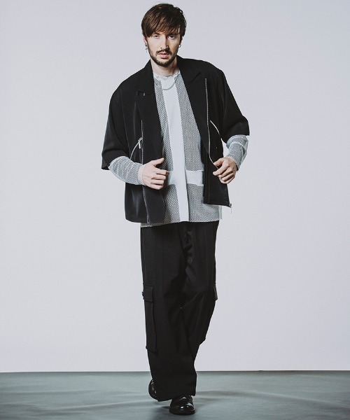 NO ID.(ノーアイディ)の「mj10745-ハーフスリーブライダース1B-JKT ジャケット(ライダースジャケット・メンズ・ブルーグレー/ブラック/グレー・ONE SIZE)」の13枚目の写真
