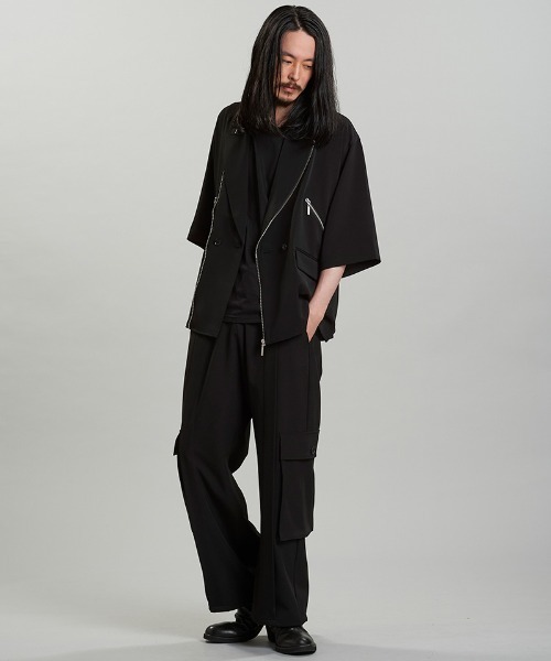 NO ID.(ノーアイディ)の「mj10745-ハーフスリーブライダース1B-JKT ジャケット(ライダースジャケット・メンズ・ブルーグレー/ブラック/グレー・ONE SIZE)」の17枚目の写真