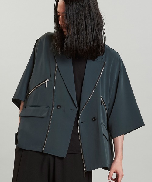 NO ID.(ノーアイディ)の「mj10745-ハーフスリーブライダース1B-JKT ジャケット(ライダースジャケット・メンズ・ブルーグレー/ブラック/グレー・ONE SIZE)」の18枚目の写真