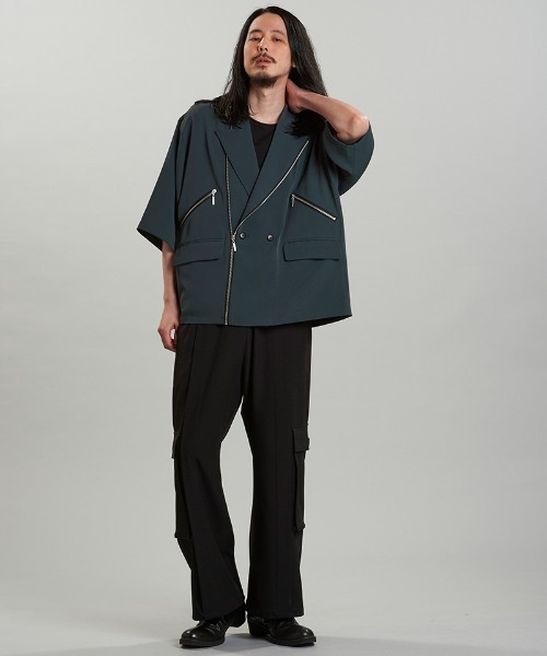 NO ID.(ノーアイディ)の「mj10745-ハーフスリーブライダース1B-JKT ジャケット(ライダースジャケット・メンズ・ブルーグレー/ブラック/グレー・ONE SIZE)」の20枚目の写真