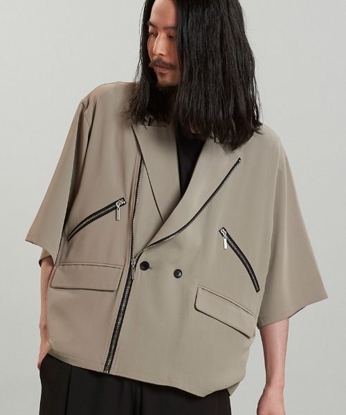 NO ID.(ノーアイディ)の「mj10745-ハーフスリーブライダース1B-JKT ジャケット(ライダースジャケット・メンズ・ブルーグレー/ブラック/グレー・ONE SIZE)」の22枚目の写真
