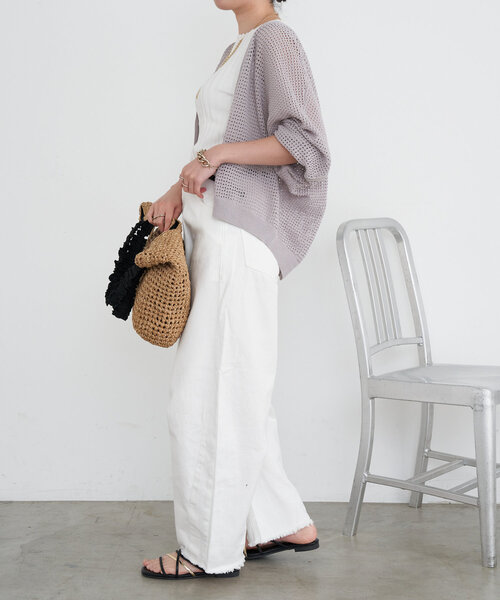 Jena espace merveilleux（ジェナ　エスパスメルヴェイユ）の「ノースリリブニット（ニット/セーター・レディース・グレー/オフホワイト/レッド/ブラック・FREE）」の6枚目の写真