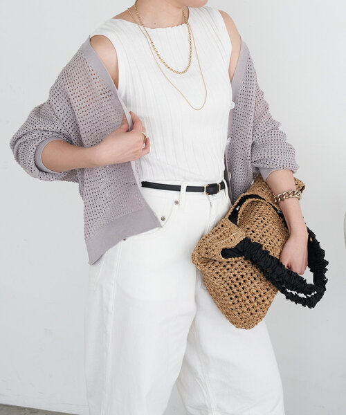 Jena espace merveilleux（ジェナ　エスパスメルヴェイユ）の「ノースリリブニット（ニット/セーター・レディース・グレー/オフホワイト/レッド/ブラック・FREE）」の11枚目の写真