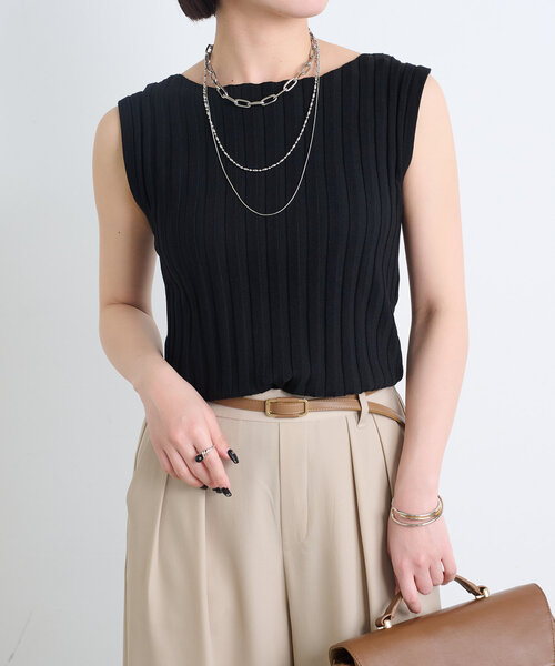 Jena espace merveilleux（ジェナ　エスパスメルヴェイユ）の「ノースリリブニット（ニット/セーター・レディース・グレー/オフホワイト/レッド/ブラック・FREE）」の16枚目の写真