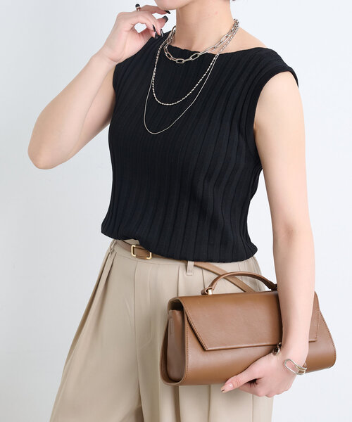 Jena espace merveilleux（ジェナ　エスパスメルヴェイユ）の「ノースリリブニット（ニット/セーター・レディース・グレー/オフホワイト/レッド/ブラック・FREE）」の17枚目の写真