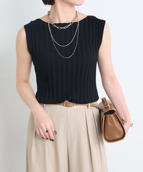 Jena espace merveilleux（ジェナ　エスパスメルヴェイユ）の「ノースリリブニット（ニット/セーター・レディース・グレー/オフホワイト/レッド/ブラック・FREE）」の19枚目の写真