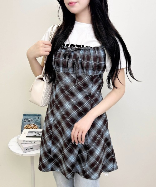 INGNI(イング)の「チェック柄ミニキャミワンピース(ワンピース・レディース・ブラウン系その他2/ブラック系/ブルー系8・M)」の9枚目の写真