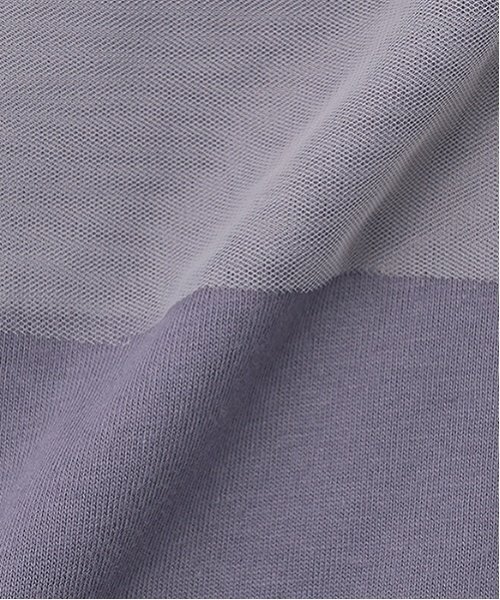 petit main LIEN（プティマインリアン）の「【リンク】チュールドッキング半袖T（Tシャツ/カットソー・レディース・オフホワイト/グレー/ライトピンク・F）」の5枚目の写真