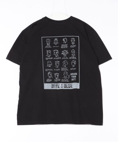 BLUE BLUE(ブルーブルー)の「SQUARE YOUR HAT Tシャツ(Tシャツ/カットソー・メンズ・ホワイト/ブラック・SMALL/LARGE/X-LARGE/MEDIUM)」の2枚目の写真