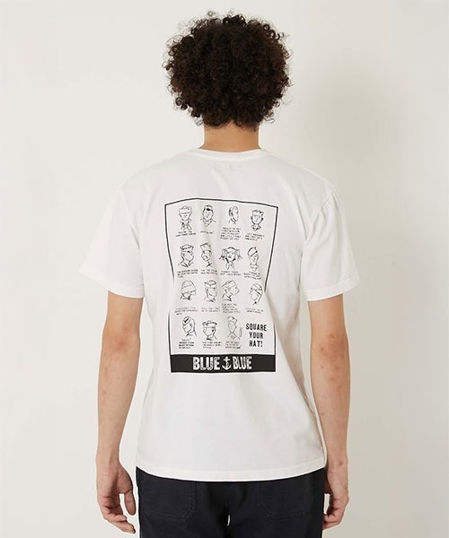 BLUE BLUE(ブルーブルー)の「SQUARE YOUR HAT Tシャツ(Tシャツ/カットソー・メンズ・ホワイト/ブラック・SMALL/LARGE/X-LARGE/MEDIUM)」の5枚目の写真