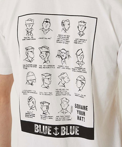 BLUE BLUE(ブルーブルー)の「SQUARE YOUR HAT Tシャツ(Tシャツ/カットソー・メンズ・ホワイト/ブラック・SMALL/LARGE/X-LARGE/MEDIUM)」の7枚目の写真