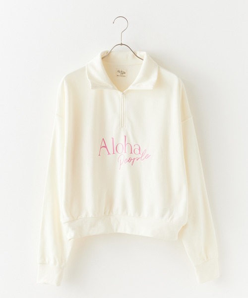 ROOPTOKYO(ループトウキョウ)の「ALOHA PEOPLE/アロハピープル ハーフZIPスウェット トレーナー(スウェット・レディース・スミクロ/オフホワイト・L/M)」の2枚目の写真