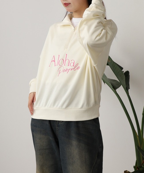 ROOPTOKYO(ループトウキョウ)の「ALOHA PEOPLE/アロハピープル ハーフZIPスウェット トレーナー(スウェット・レディース・スミクロ/オフホワイト・L/M)」の5枚目の写真