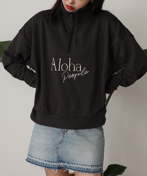 ROOPTOKYO(ループトウキョウ)の「ALOHA PEOPLE/アロハピープル ハーフZIPスウェット トレーナー(スウェット・レディース・スミクロ/オフホワイト・L/M)」の8枚目の写真