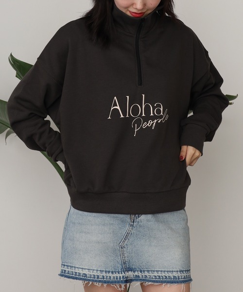 ROOPTOKYO(ループトウキョウ)の「ALOHA PEOPLE/アロハピープル ハーフZIPスウェット トレーナー(スウェット・レディース・スミクロ/オフホワイト・L/M)」の9枚目の写真