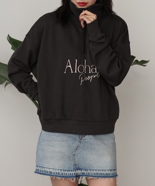 ROOPTOKYO(ループトウキョウ)の「ALOHA PEOPLE/アロハピープル ハーフZIPスウェット トレーナー(スウェット・レディース・スミクロ/オフホワイト・L/M)」の10枚目の写真