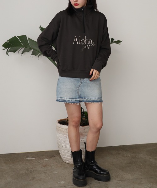 ROOPTOKYO(ループトウキョウ)の「ALOHA PEOPLE/アロハピープル ハーフZIPスウェット トレーナー(スウェット・レディース・スミクロ/オフホワイト・L/M)」の11枚目の写真