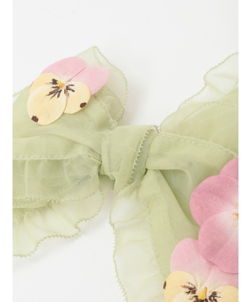 PINK HOUSE（ピンクハウス）の「パンジーコサージュ使いソフトオーガンジーリボンコサージュ（ブローチ/コサージュ・レディース・ブラック/オフホワイト/ミント/ラベンダー・フリー）」の9枚目の写真