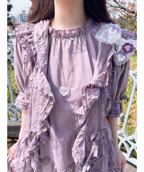 PINK HOUSE（ピンクハウス）の「パンジーコサージュ使いソフトオーガンジーリボンコサージュ（ブローチ/コサージュ・レディース・ブラック/オフホワイト/ミント/ラベンダー・フリー）」の12枚目の写真