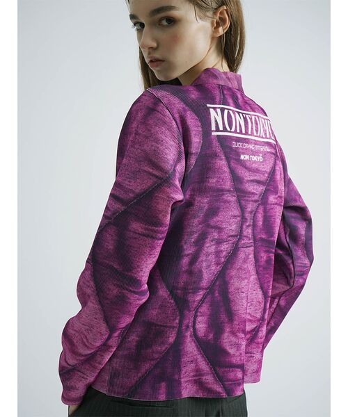 :ETHROF（イーサオブ）の「PRINT RIB CARDIGAN (QUILTING)（カーディガン/ボレロ・レディース・パープル・MEDIUM）」の6枚目の写真