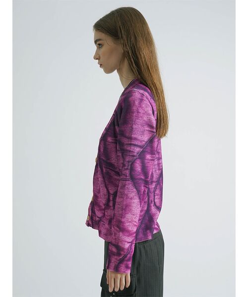 :ETHROF（イーサオブ）の「PRINT RIB CARDIGAN (QUILTING)（カーディガン/ボレロ・レディース・パープル・MEDIUM）」の8枚目の写真