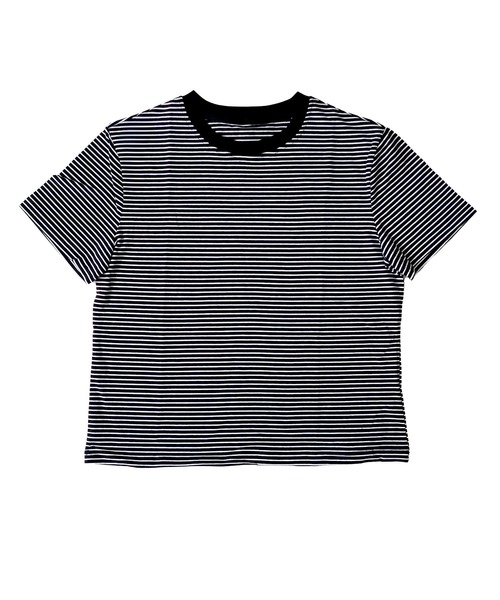 DAY CLOSET（デイ クローゼット）の「レディース 半袖ボーダー柄クルーネックTシャツ（Tシャツ/カットソー・レディース・ホワイト×ブラック/ホワイト×グレー/ブラック×ホワイト・M/L）」の4枚目の写真